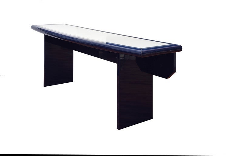 Beautiful Blue Italian Console 1980s