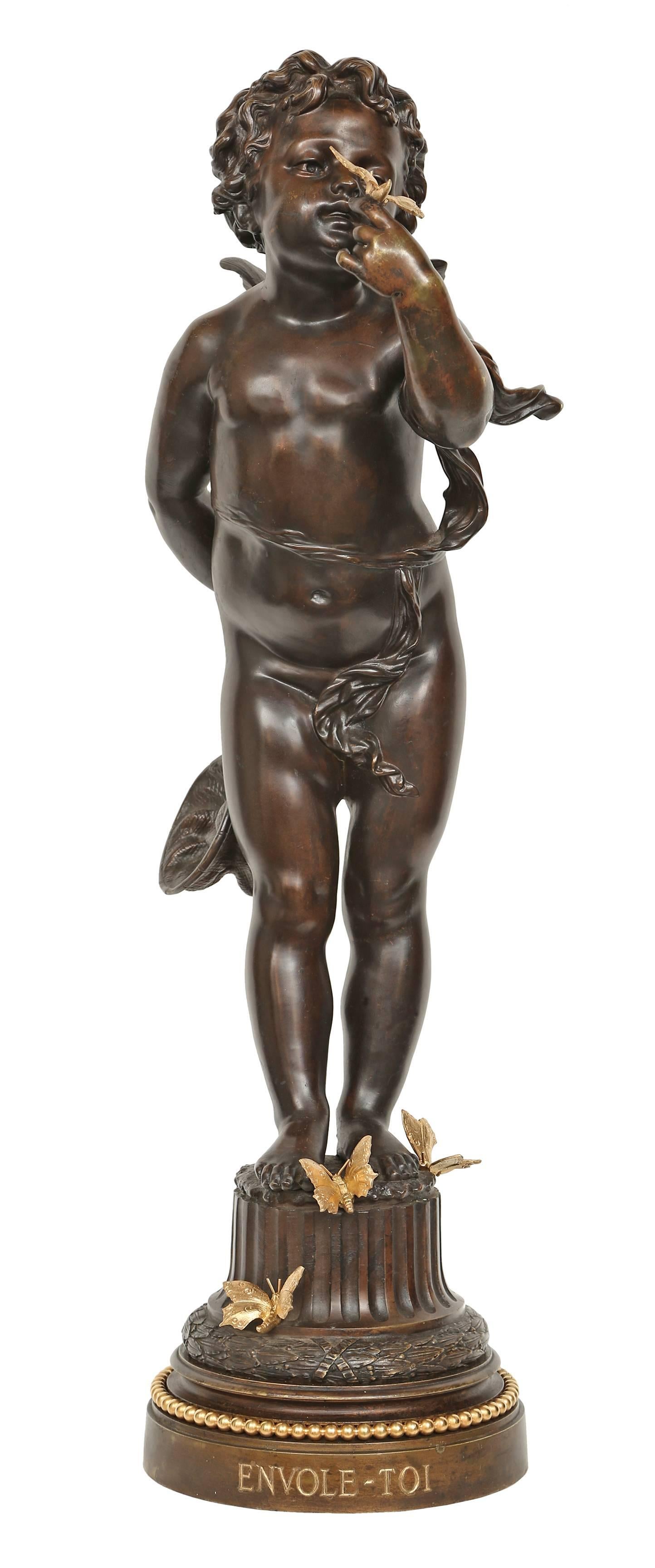 French 19th Century Patinated Bronze Statue Attributed to Fervill Suan 1