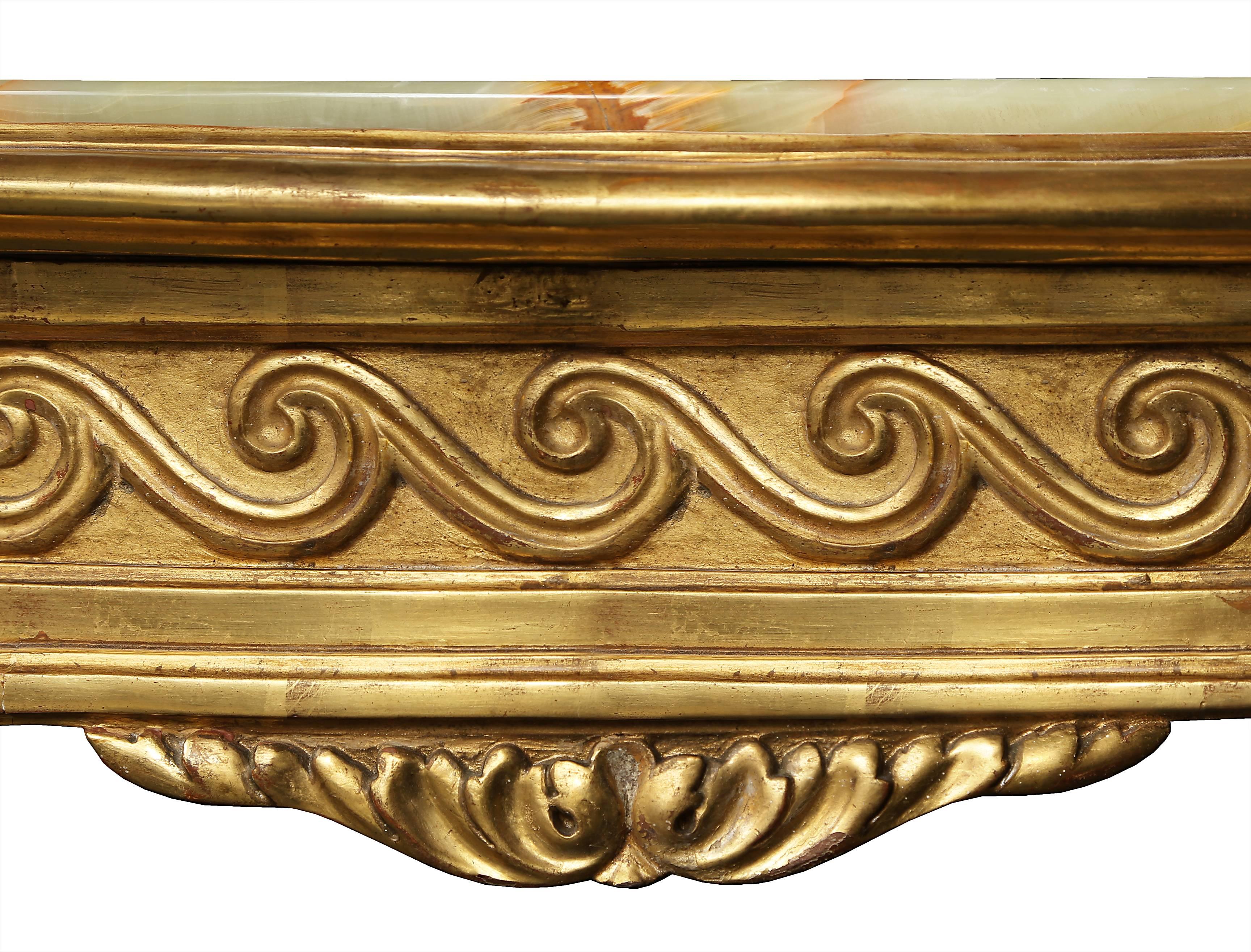 French 19th Century Louis XVI Style Giltwood Demilune Console with Onyx Top 3
