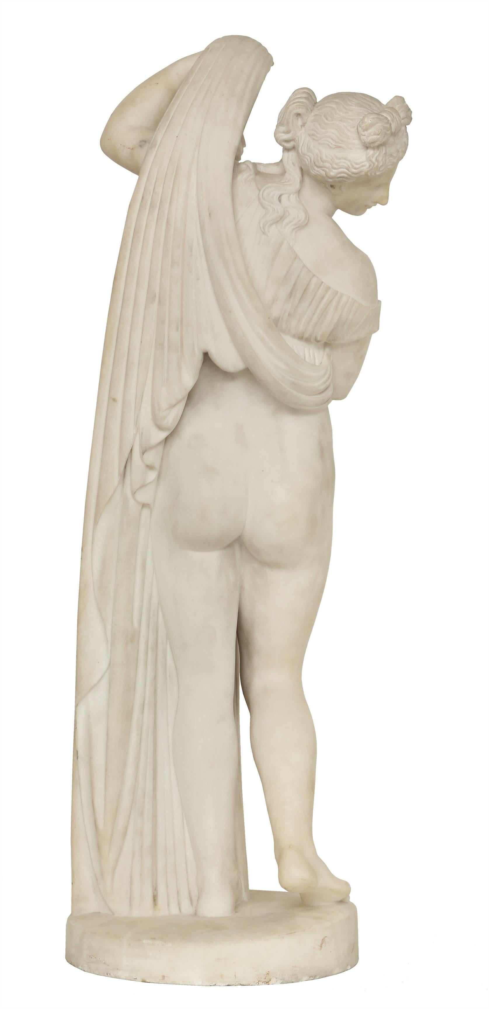 Italian 19th Century White Carrara Marble Sculpture of Venus, Signed J VACCA NAPOLI 1809