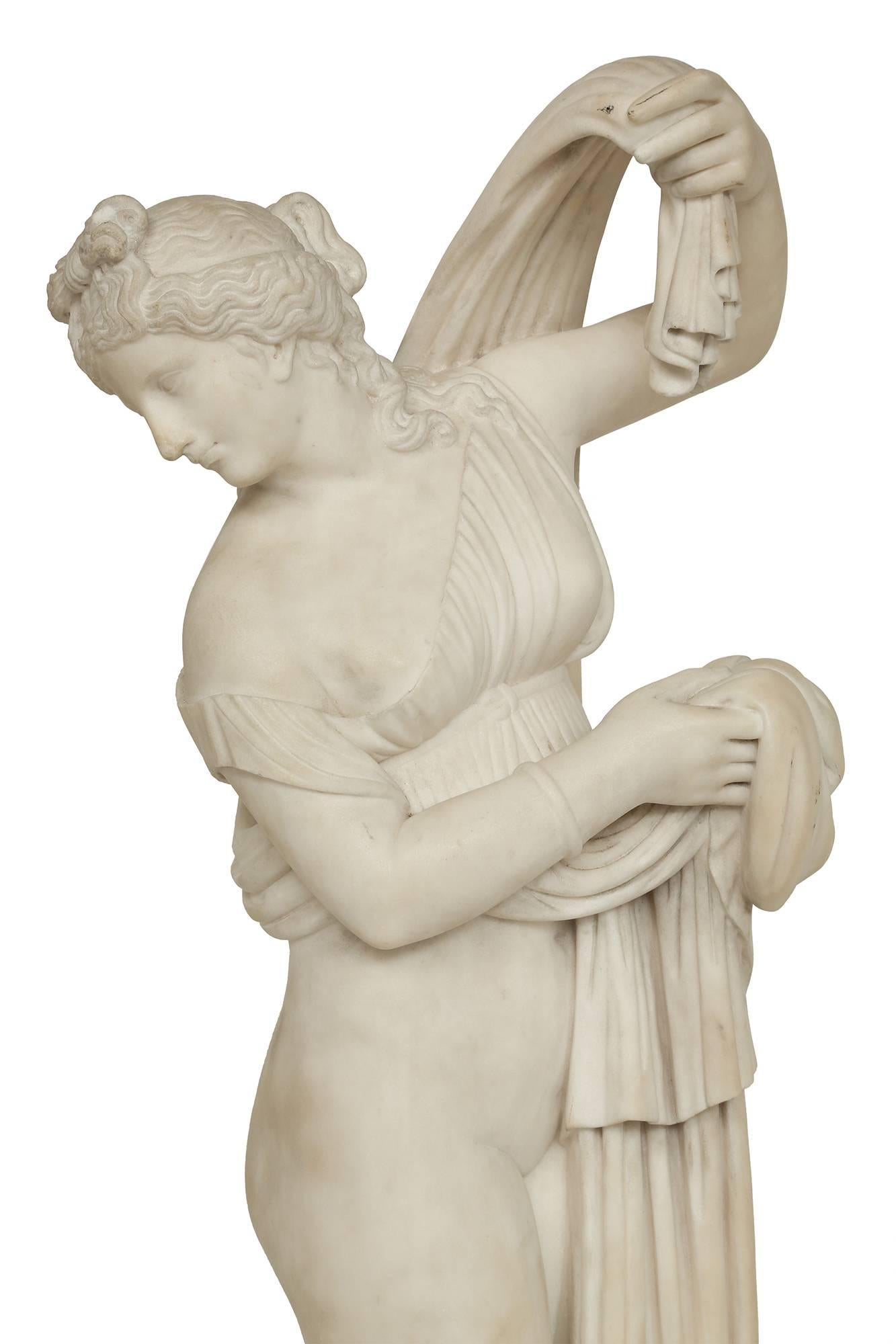 19th Century White Carrara Marble Sculpture of Venus, Signed J VACCA NAPOLI 1809 1