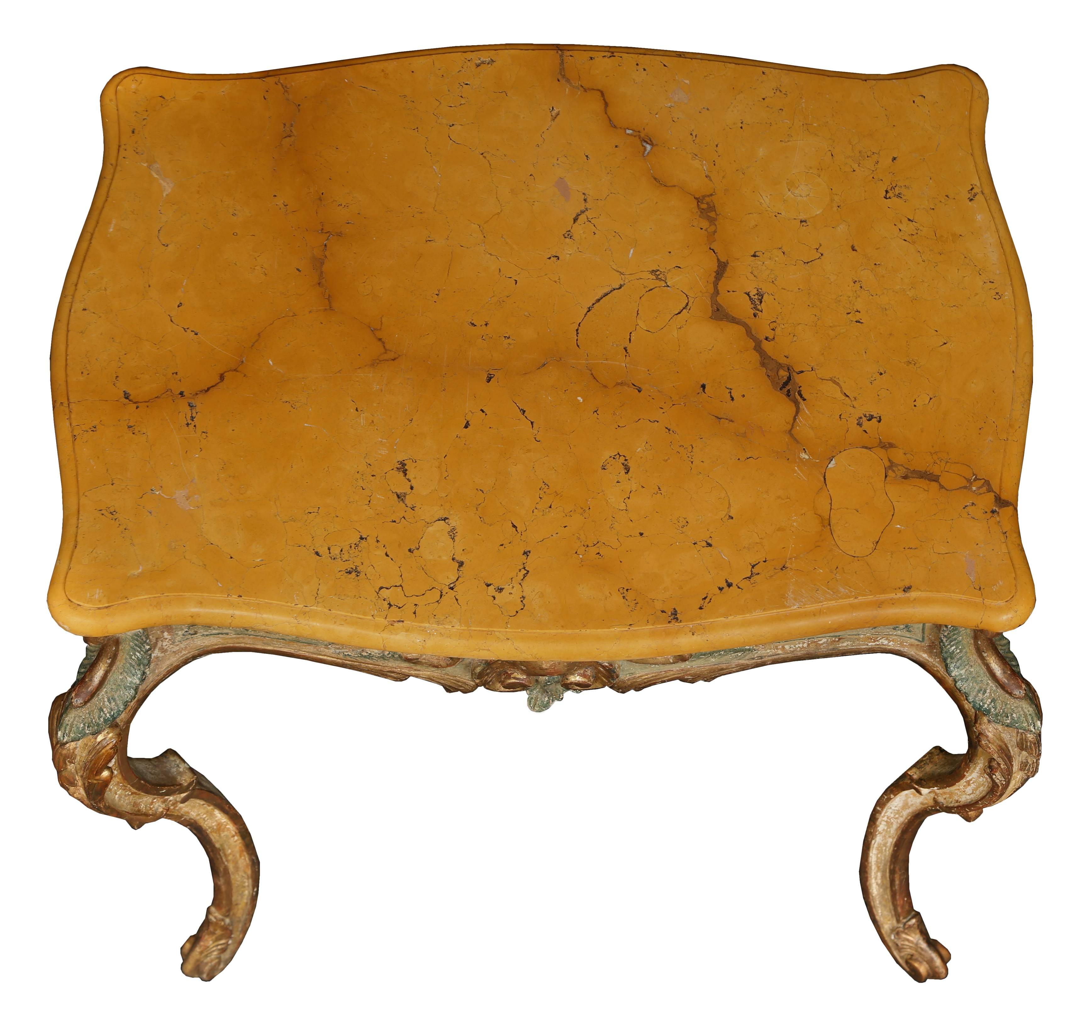 Italian 18th Century Louis XV Period Patinated and Giltwood Side Table 2
