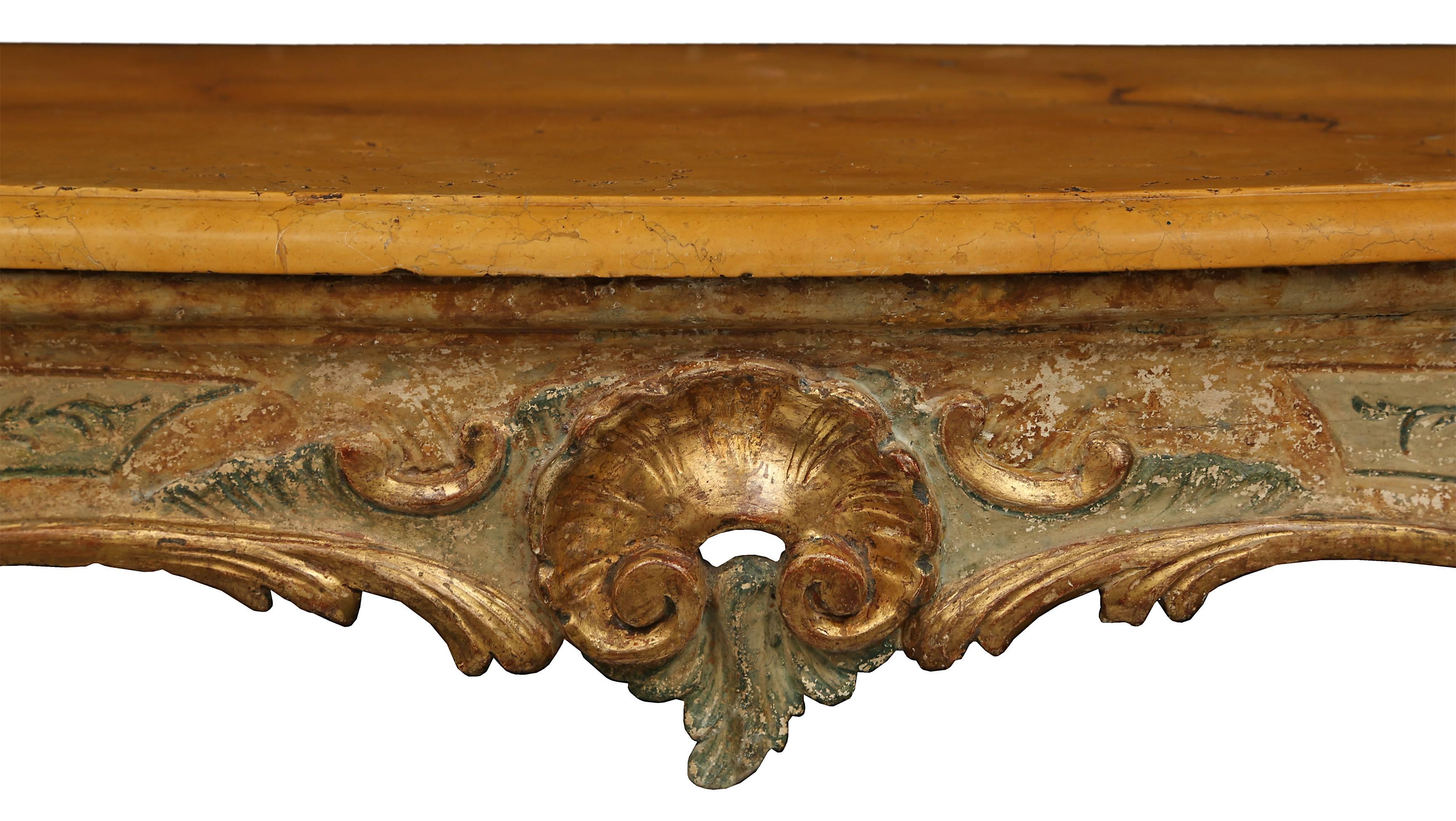 Italian 18th Century Louis XV Period Patinated and Giltwood Side Table 4
