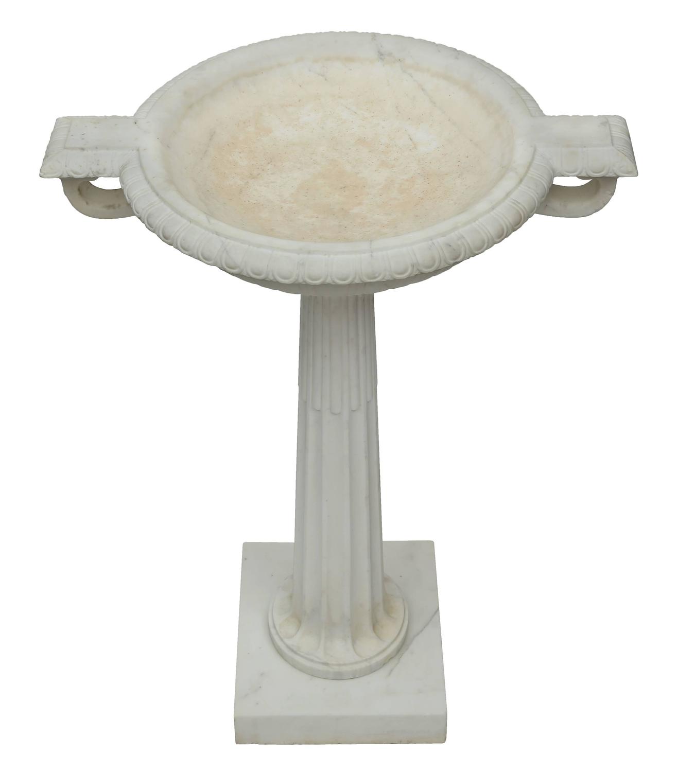 Italian 19th Century Neoclassical Style White Carrara Marble Bird Bath
