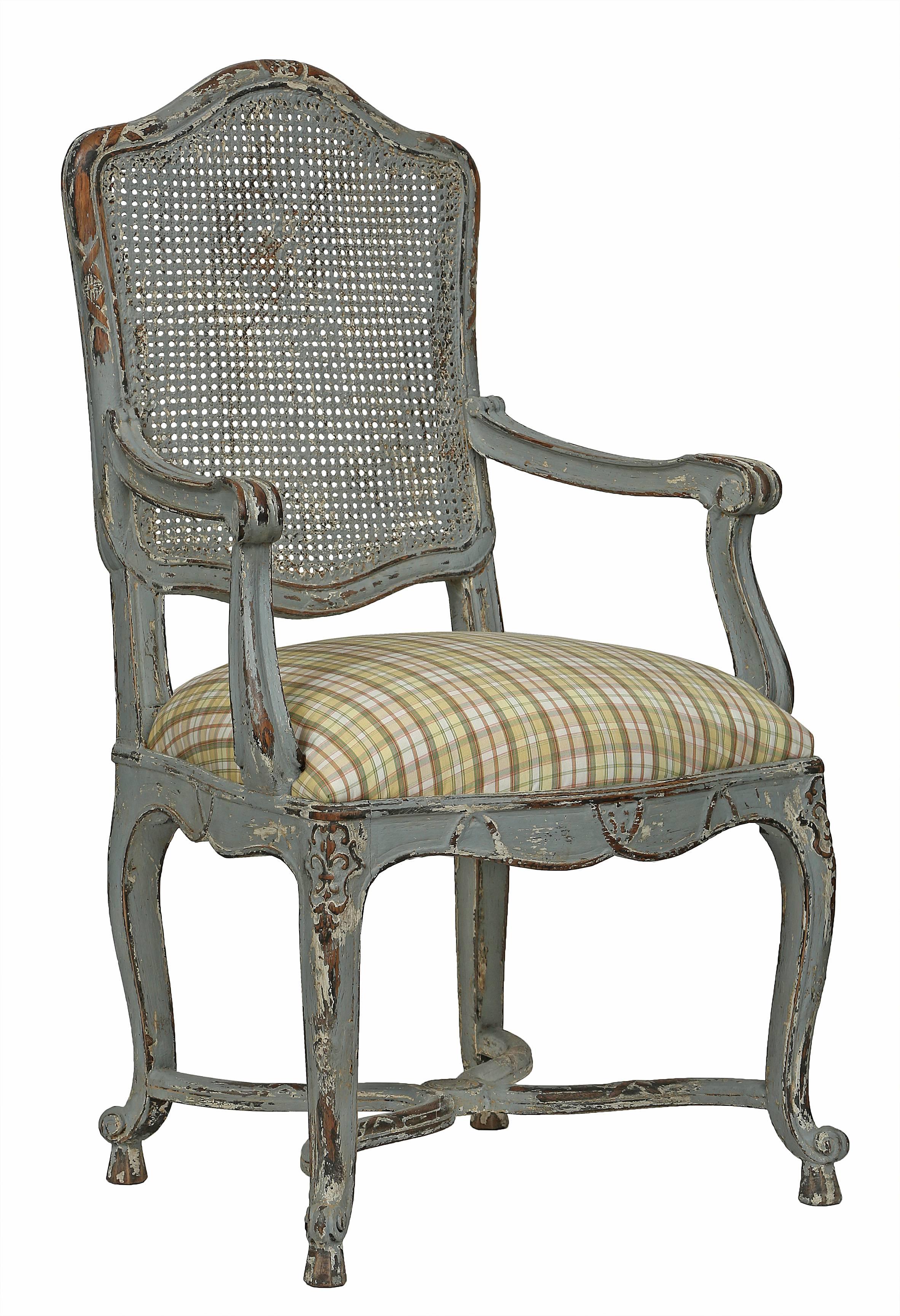 French 19th Century Louis XV Style Country French Patinated Dining Chairs 1