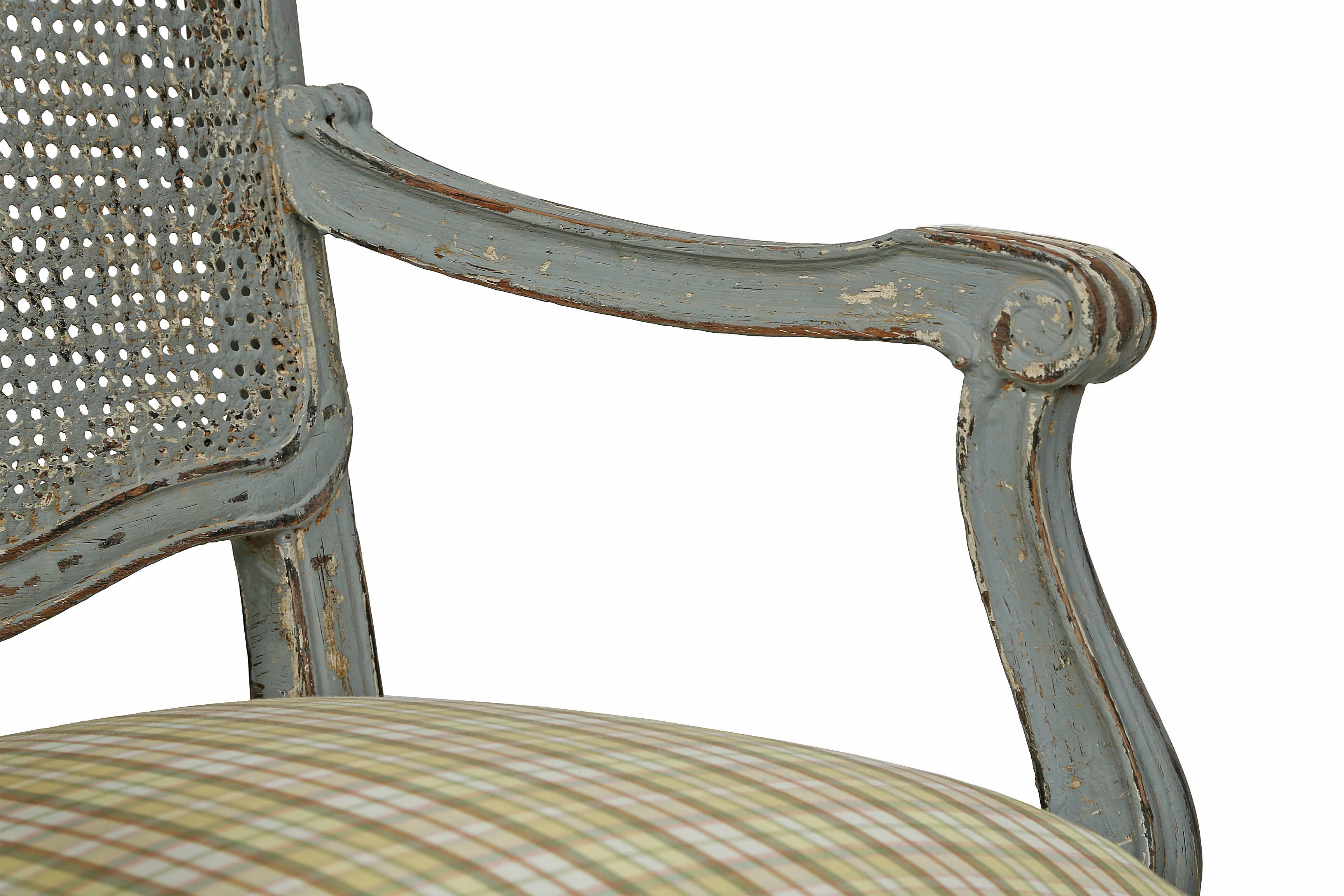 French 19th Century Louis XV Style Country French Patinated Dining Chairs 4