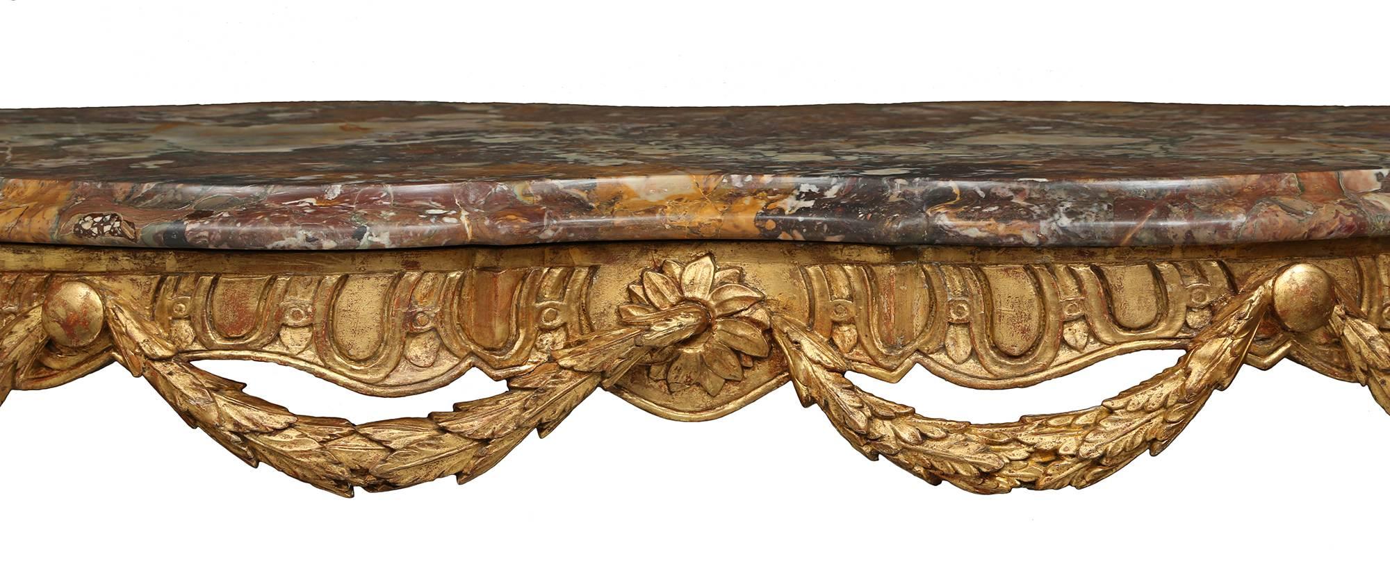 Italian 18th Century Louis XV Period Giltwood and Marble Center Table 2