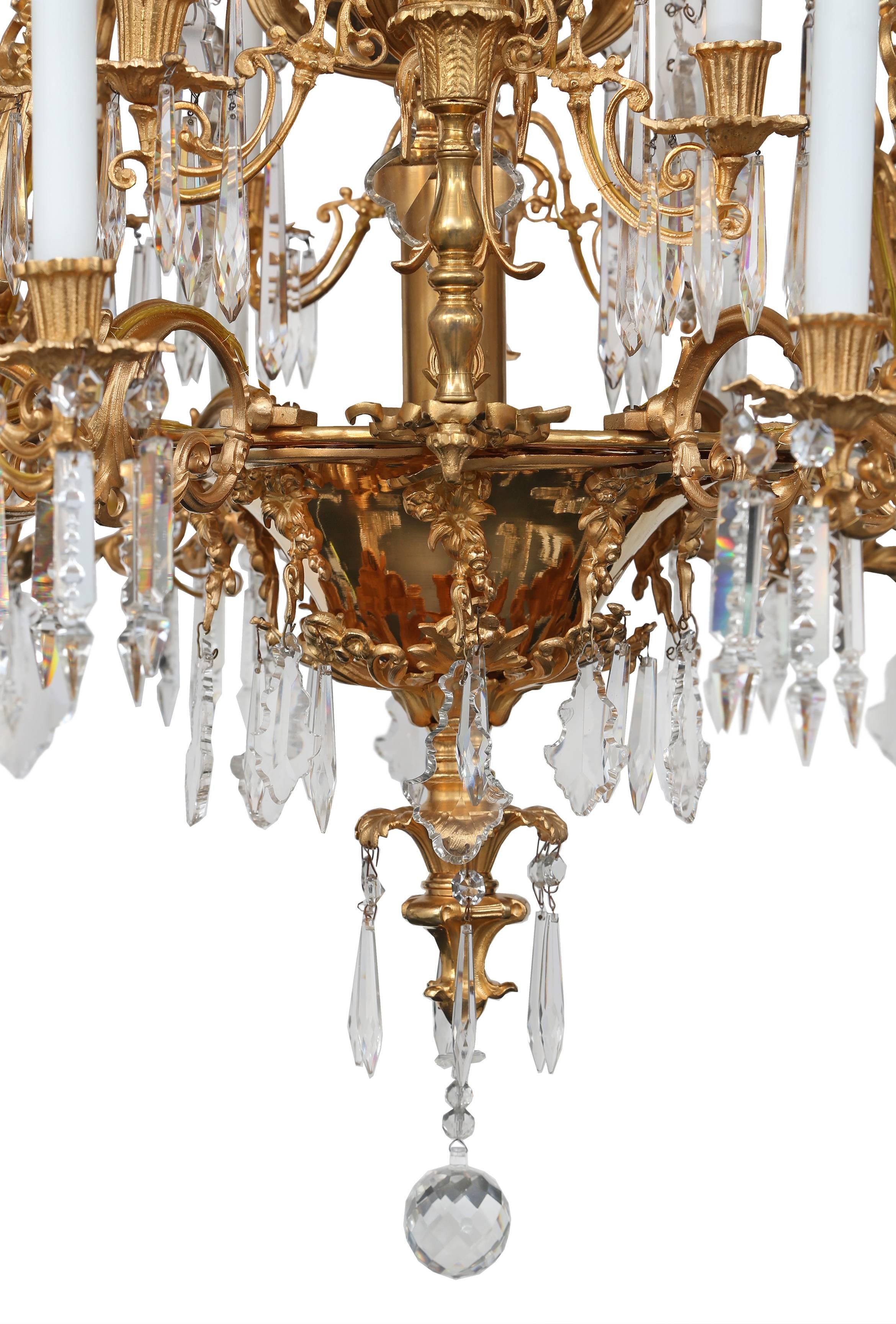 French 19th Century Renaissance Style Ormolu and Baccarat Crystal Chandelier 1