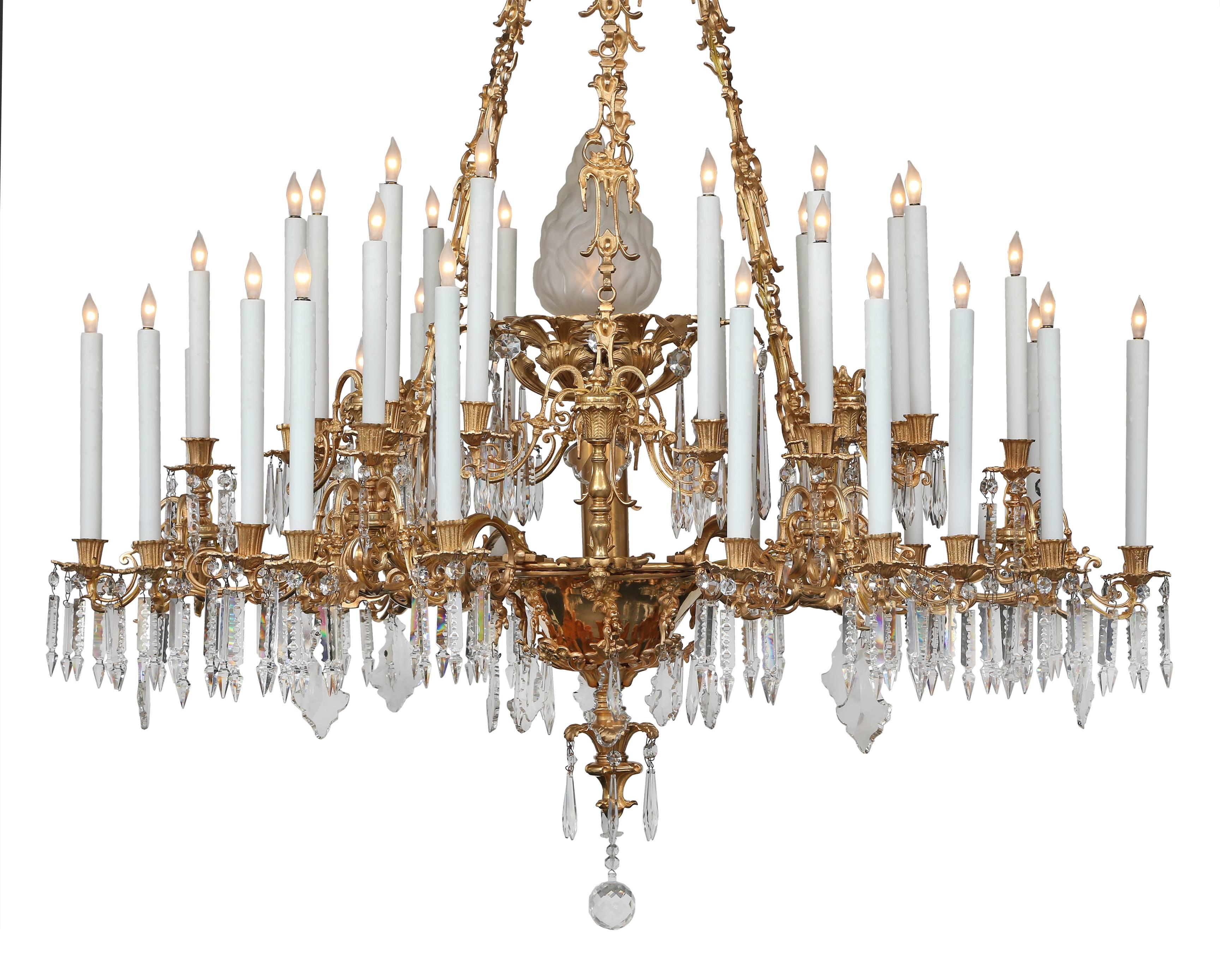 French 19th Century Renaissance Style Ormolu and Baccarat Crystal Chandelier In Excellent Condition In West Palm Beach, FL