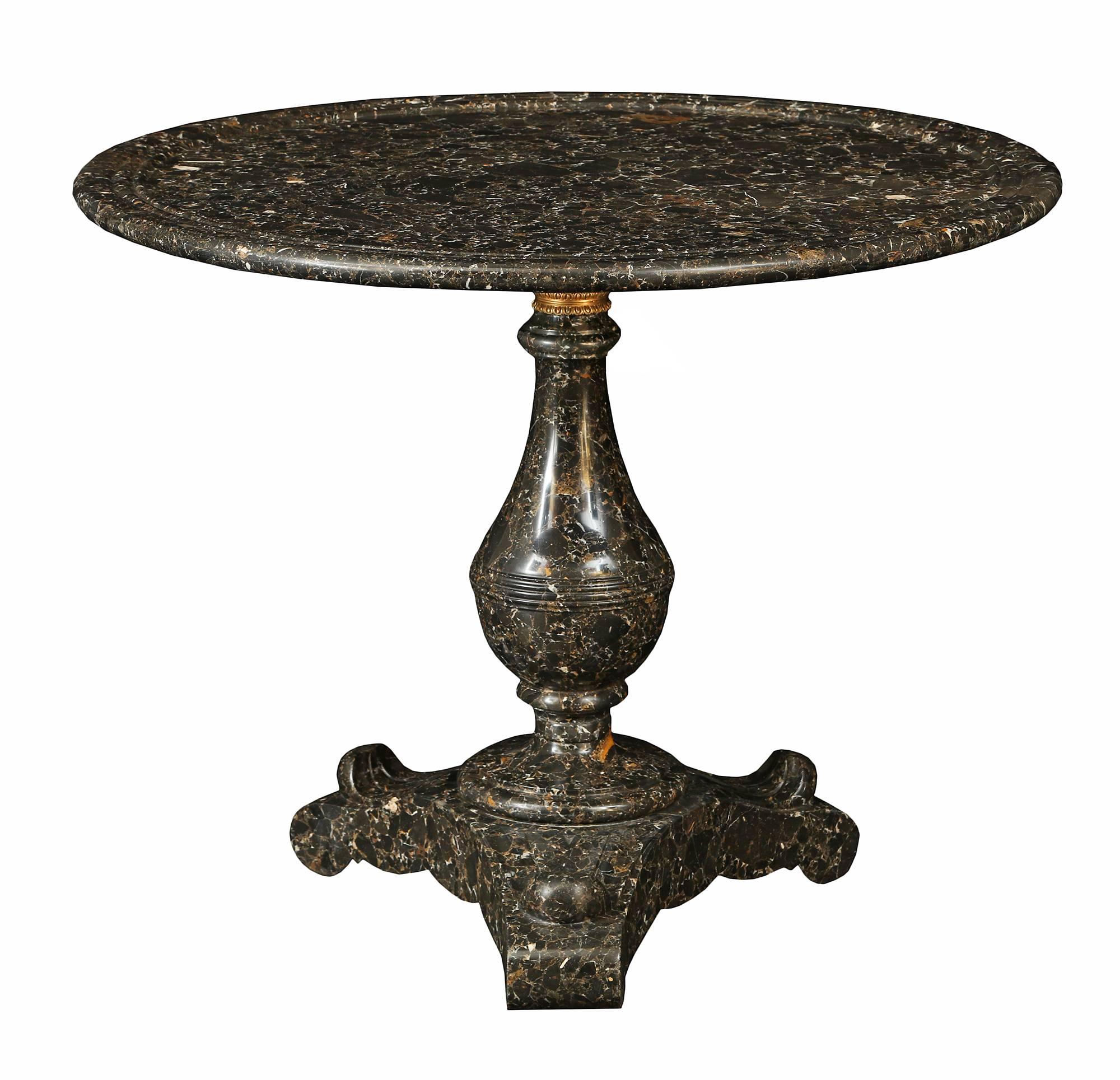 French 19th Century Charles X Period Solid Pyrénéese Portor Marble Table 1