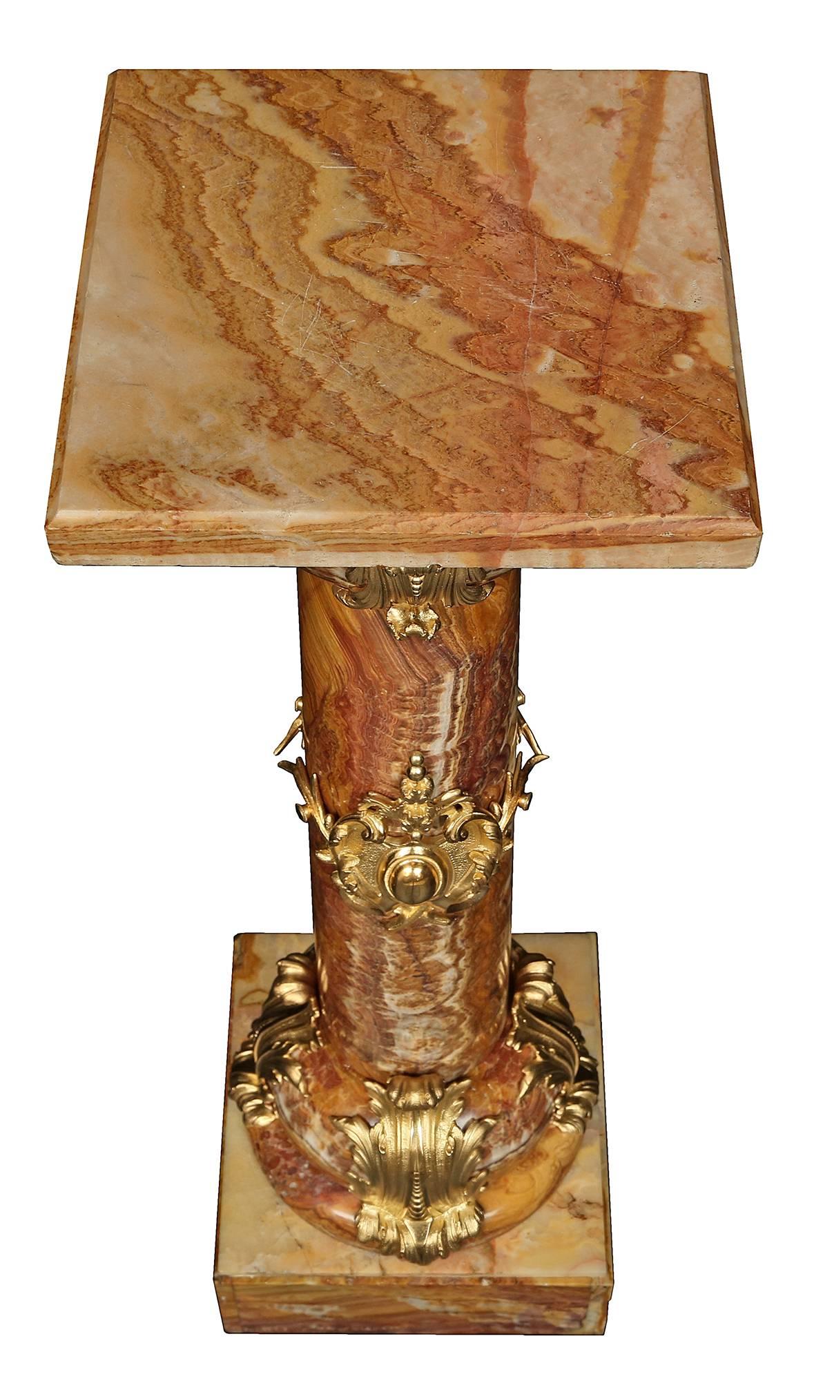 French 19th Century Belle Époque Period Onyx and Ormolu-Mounted Pedestals In Excellent Condition In West Palm Beach, FL