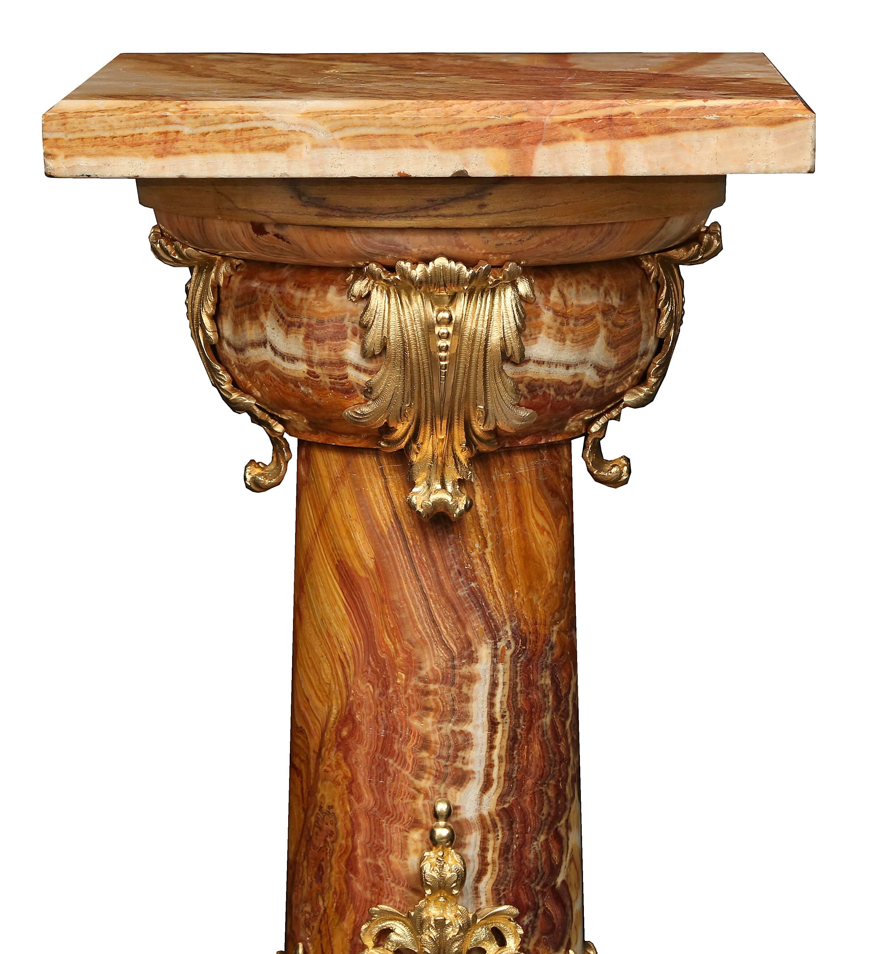 French 19th Century Belle Époque Period Onyx and Ormolu-Mounted Pedestals 1