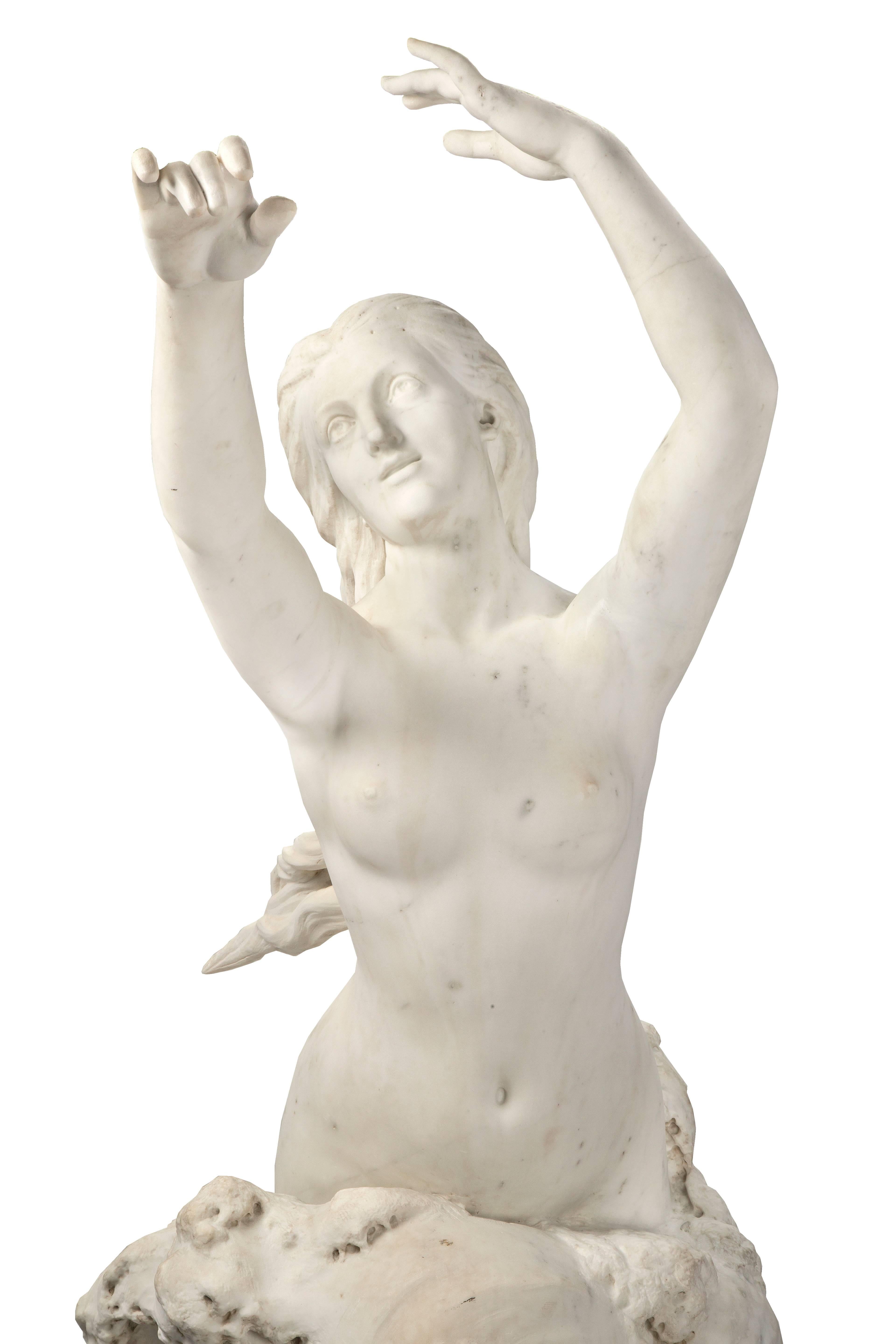 French 19th Century White Carrara Marble Statue, Signed E. Damé, 1892 2