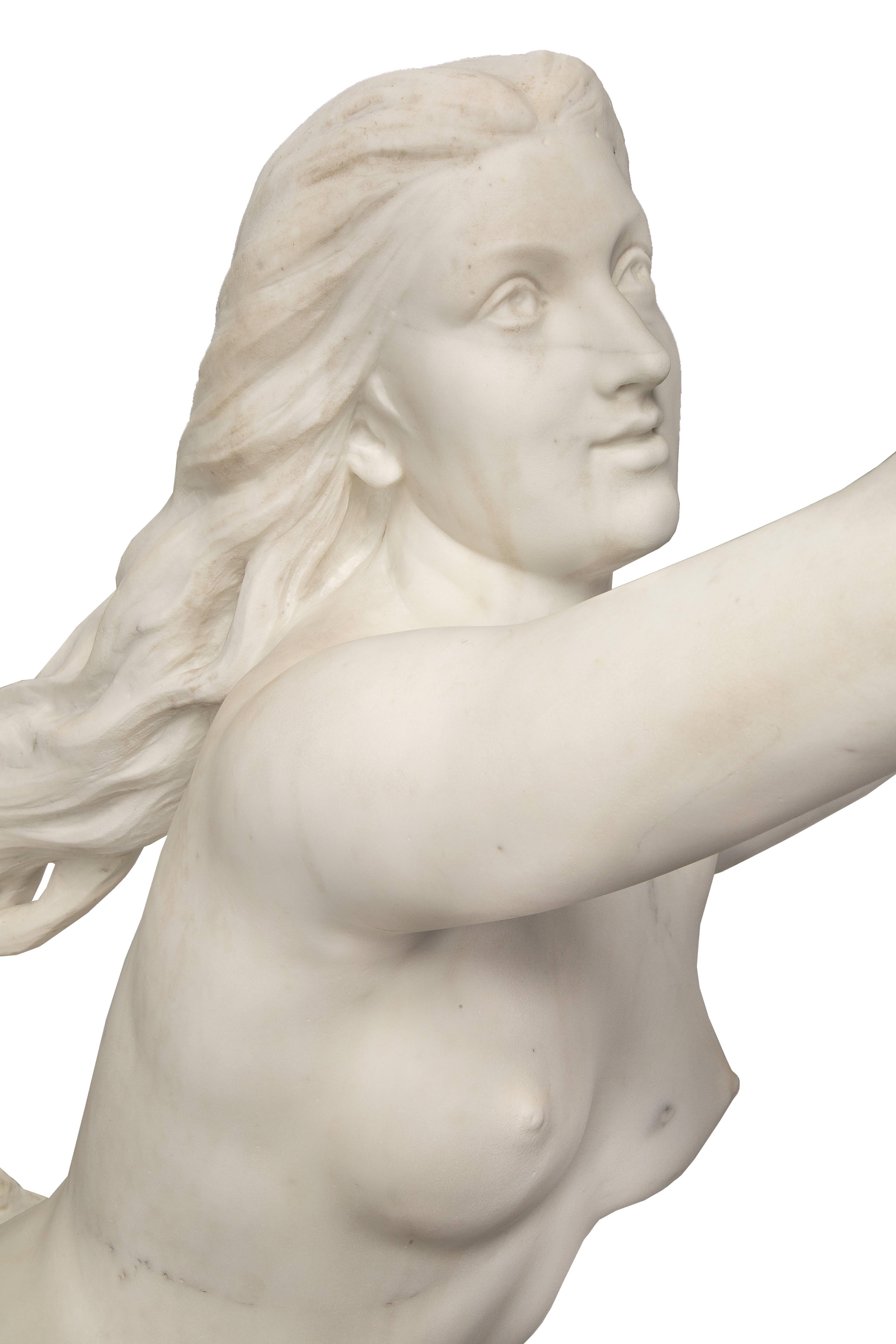 French 19th Century White Carrara Marble Statue, Signed E. Damé, 1892 4