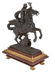 French 19th Century Patinated Bronze Statue of Mercury on Marble Base