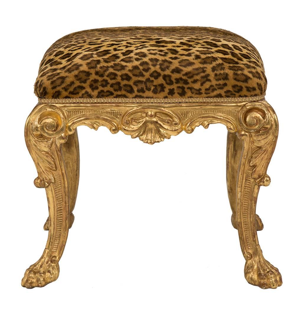 Pair of Italian 17th Century Louis XIV Period Giltwood Stools In Excellent Condition In West Palm Beach, FL