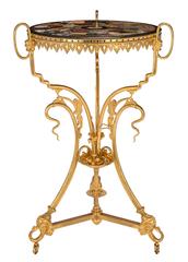 Italian 19th Century Ormolu and Specimen Marble Table Inlaid Roma 13 Aprile 1855