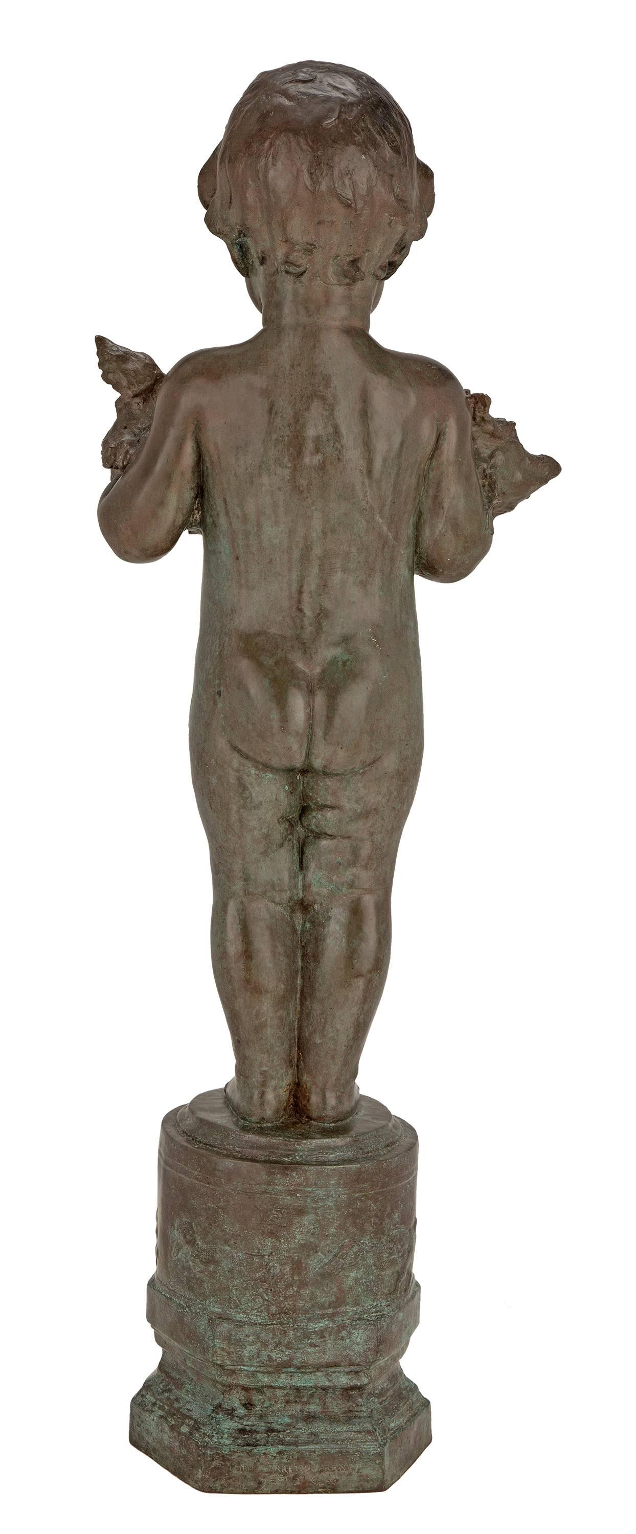 20th Century American Patinated Bronze Statue of 'Duck Baby', Signed Edith Barretto Parsons