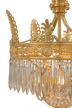 French 19th Century Neoclassical Style Baccarat Crystal and Ormolu Plafonnier