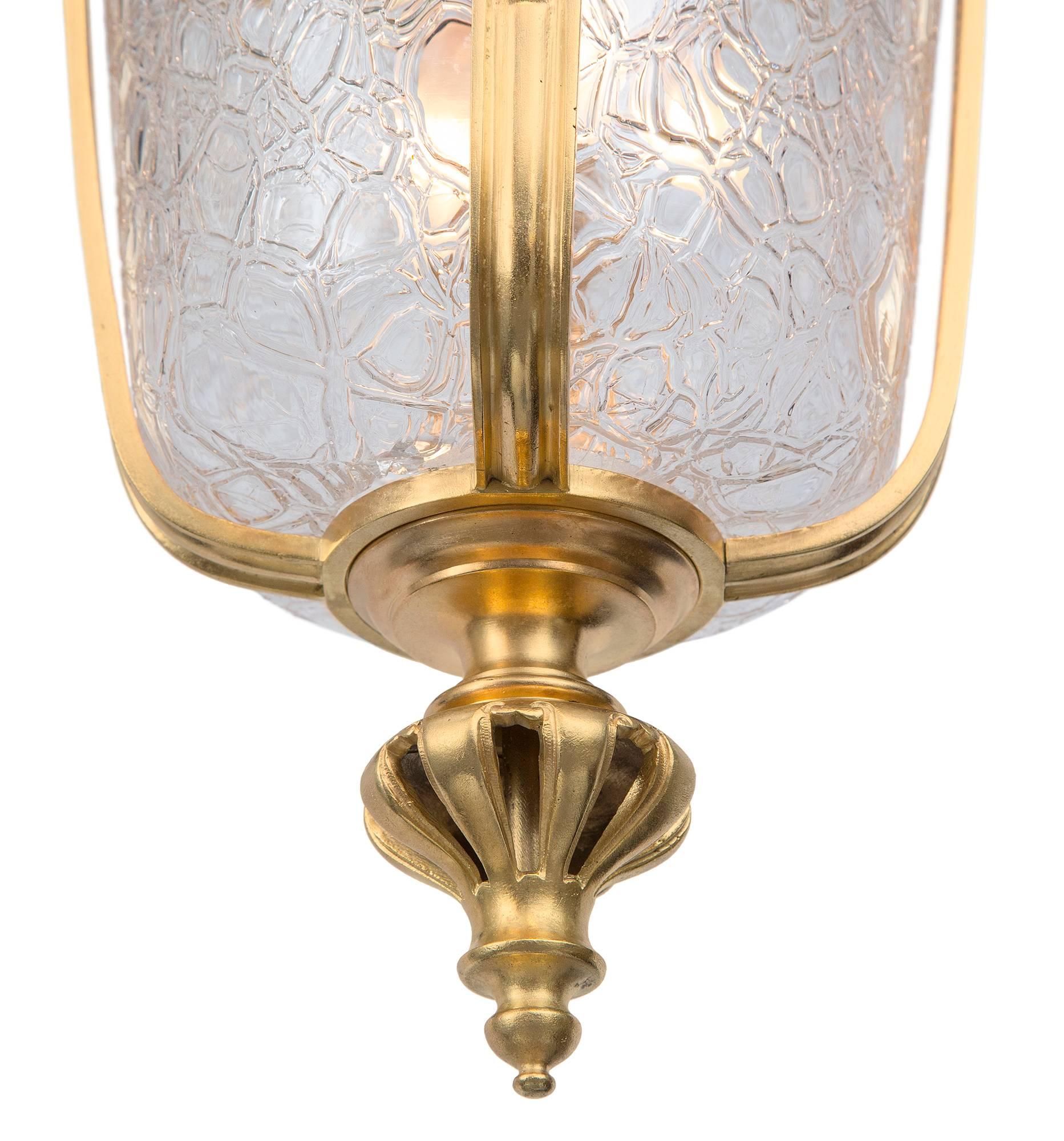 French 19th Century Renaissance Style Ormolu and Glass Lantern In Excellent Condition In West Palm Beach, FL