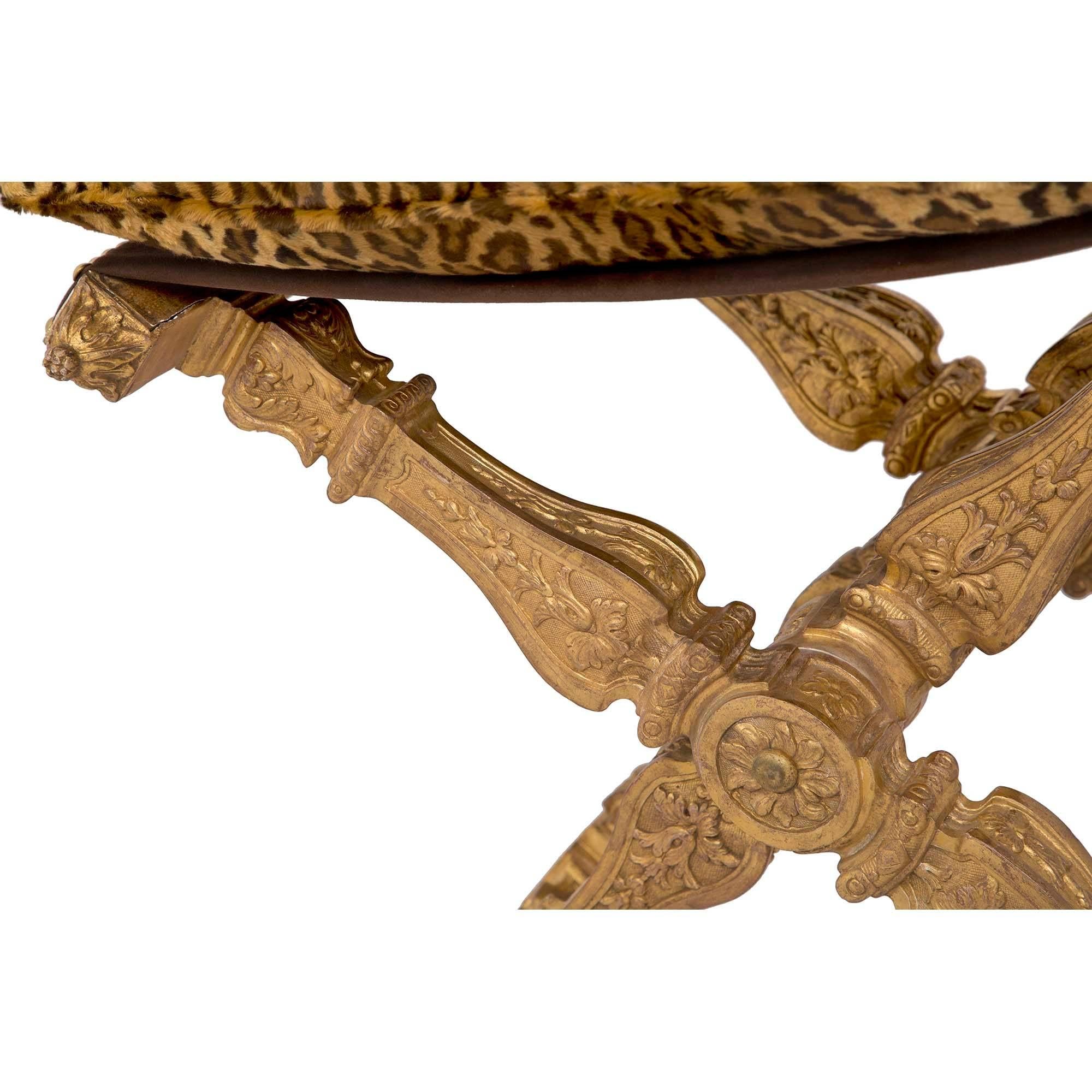 18th Century and Earlier Pair of French 18th Century Louis XIV St. Giltwood X-Shaped Folding Benches