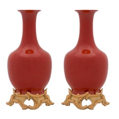 Pair of 19th Century Chinese Export Porcelain and Ormolu-Mounted Vases
