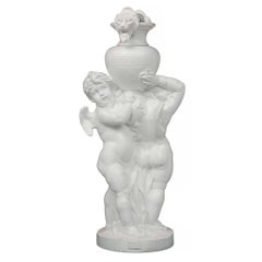 French Louis XVI Style 19th Century Cast Iron Grouping of Two Winged Cherubs