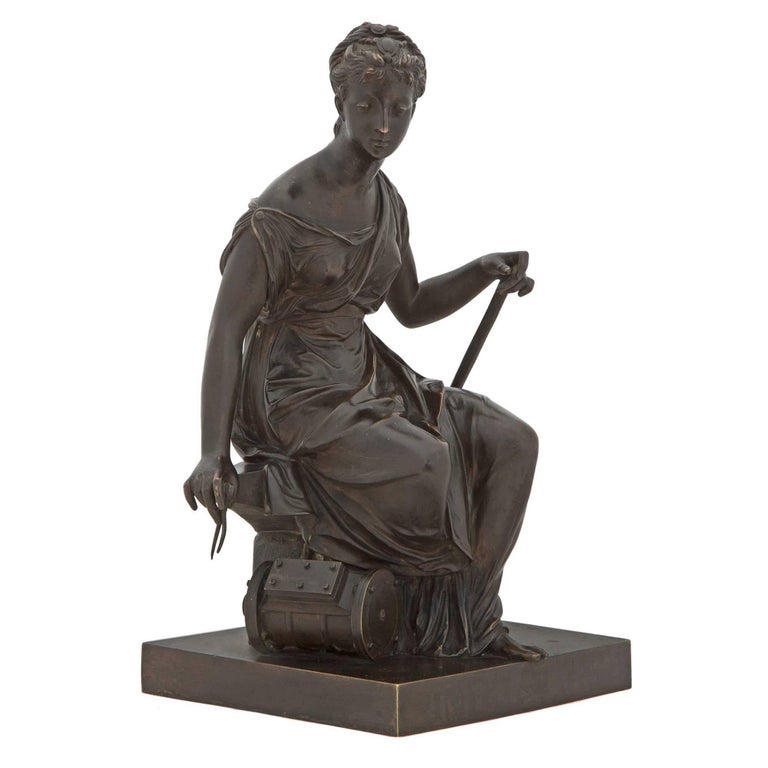 Pair of French 19th Century Patinated Bronze Statues For Sale at 1stdibs