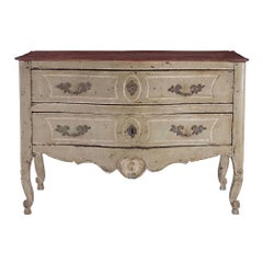 Country French 18th Century Louis XV Period Patinated and Faux Marble Commode