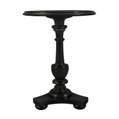 Italian 19th Century Black Belgium Marble and Pietra Dura Side Table