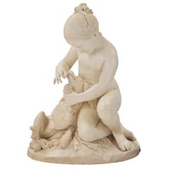 Italian 19th Century Louis XVI Style Carrara Marble Statue Signed G.M. Benzoni