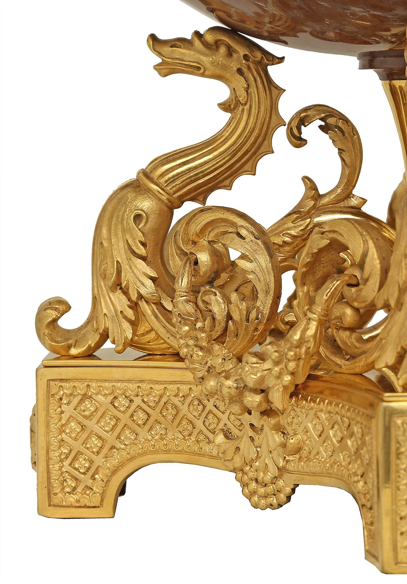 French 19th Century Renaissance Style Ormolu and Marble Centerpiece 2