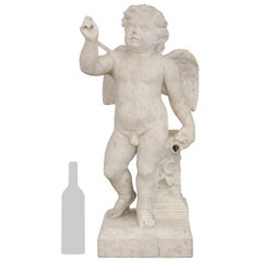 Fontaine italienne du XIXe siècle en marbre blanc de Carrare