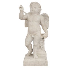 Fontaine italienne du XIXe siècle en marbre blanc de Carrare