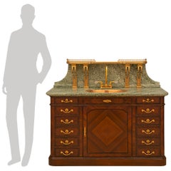 Meuble de toilette français de style Louis XVI du XIXe siècle en bois de violette et marbre