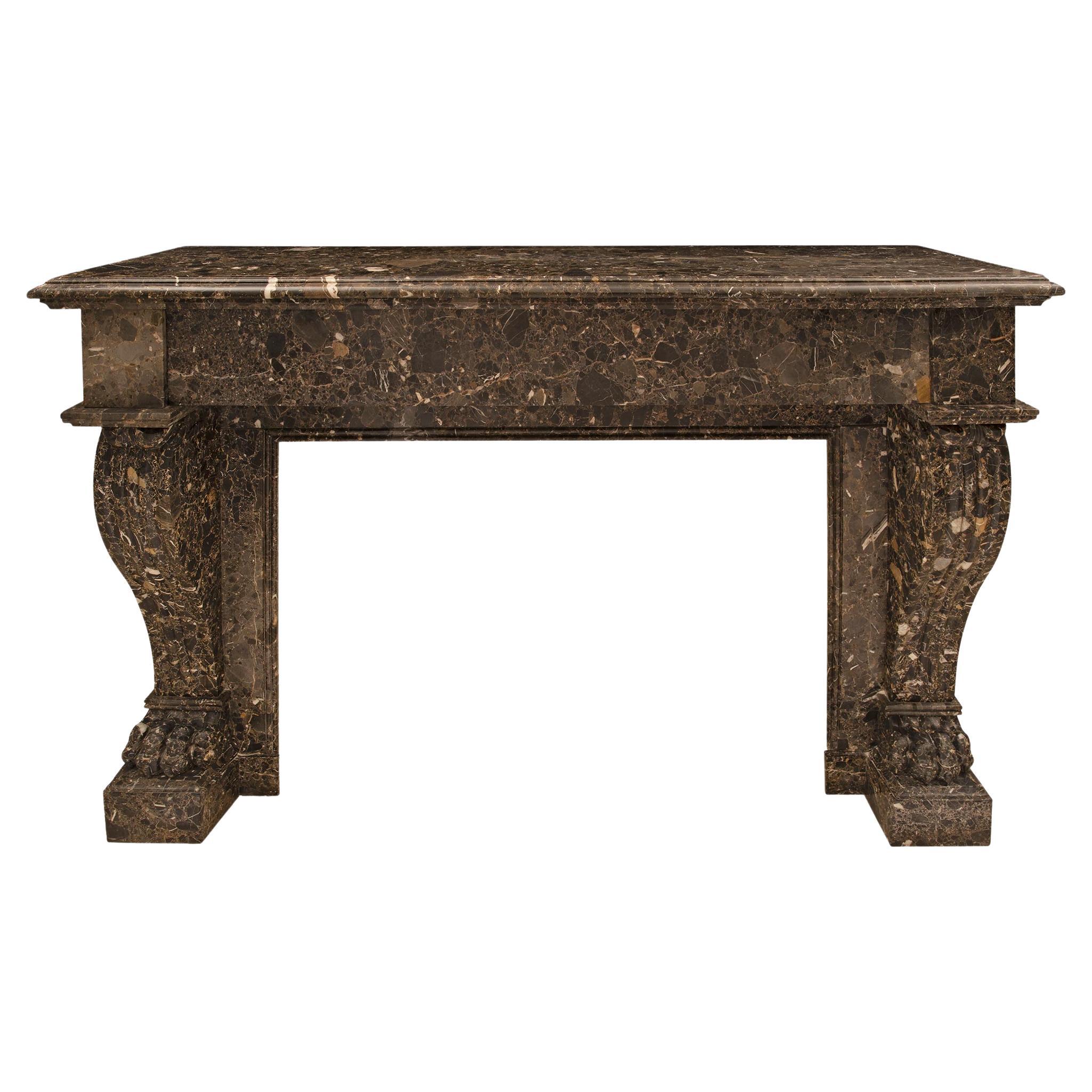 French 19th Century Neo-Classical St. Roman Brèche Marble Mantel For Sale