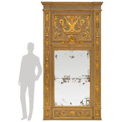 French 18th Century Louis XVI Period Patinated and Giltwood Trumeau