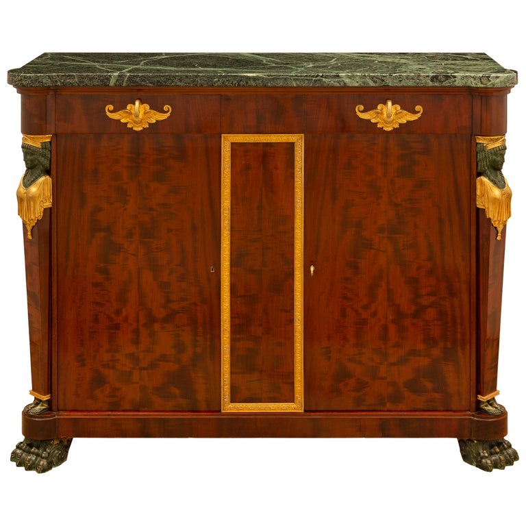 Italian 19th Century Neoclassical Style Mahogany, Bronze and Ormolu Buffet  For Sale at 1stDibs