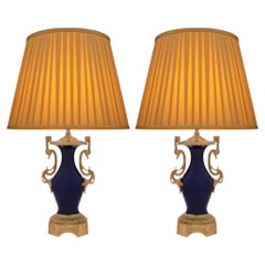 French 19th Century Louis XVI Style Porcelain and Ormolu Lamps