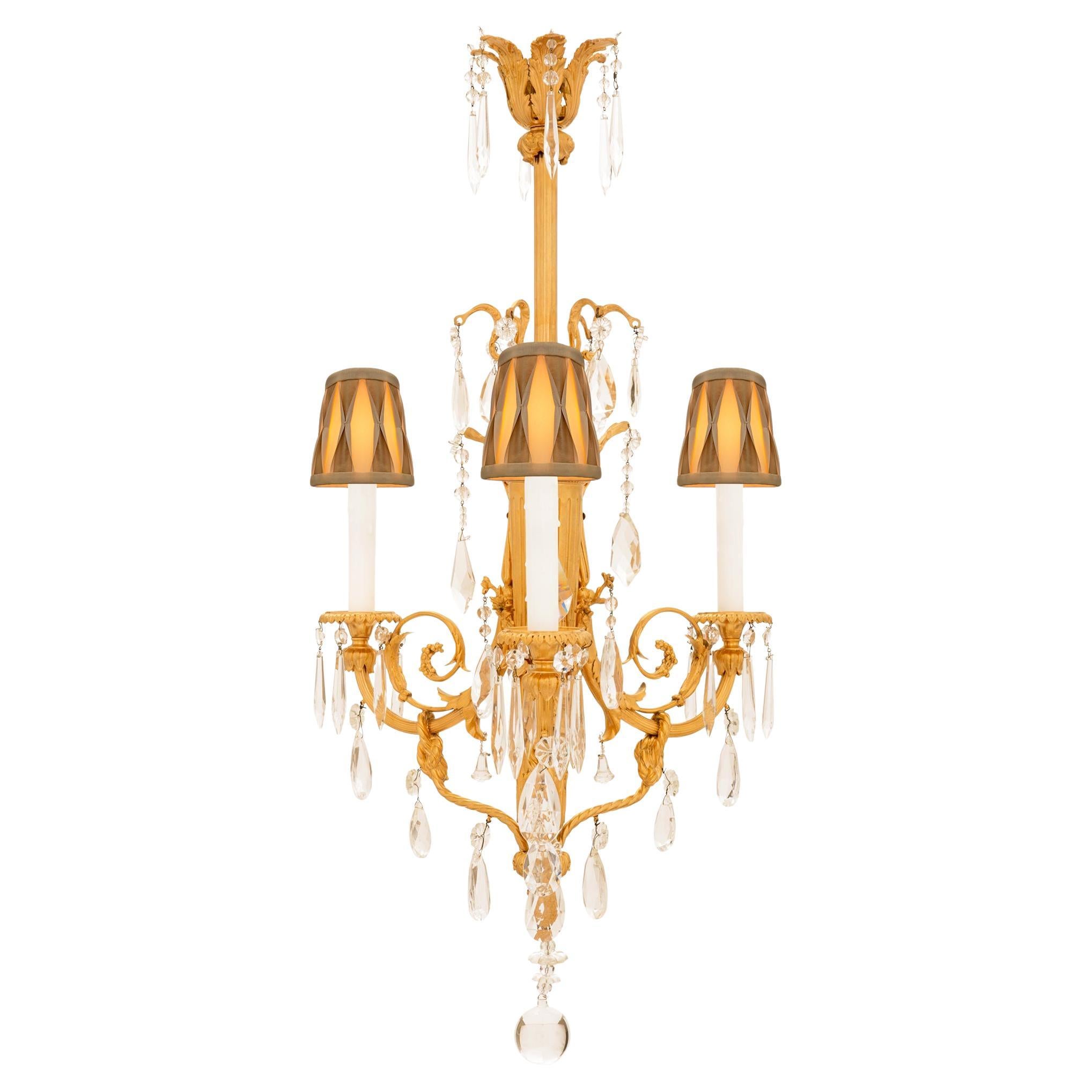 French 19th century Louis XVI st. Baccarat Crystal and Ormolu chandelier