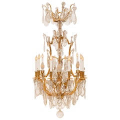 Lustre français en cristal de Baccarat de style Louis XV du XIXe siècle