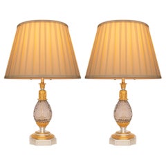 Pair of French 19th Century Louis XVI St. Baccarat Crystal Lamps