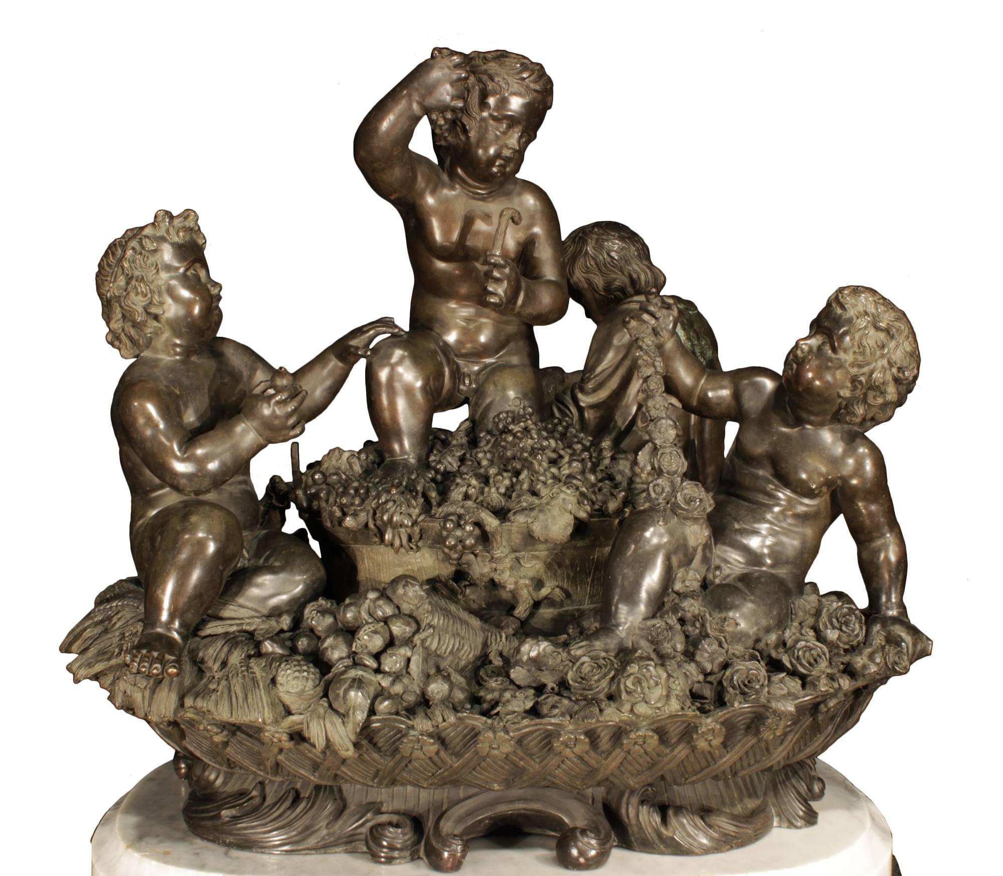 French 19th Century Patinated Bronze of the Four Seasons on a Marble Pedestal 2