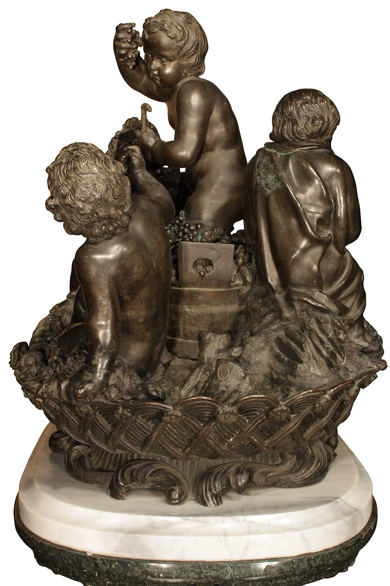 French 19th Century Patinated Bronze of the Four Seasons on a Marble Pedestal 1