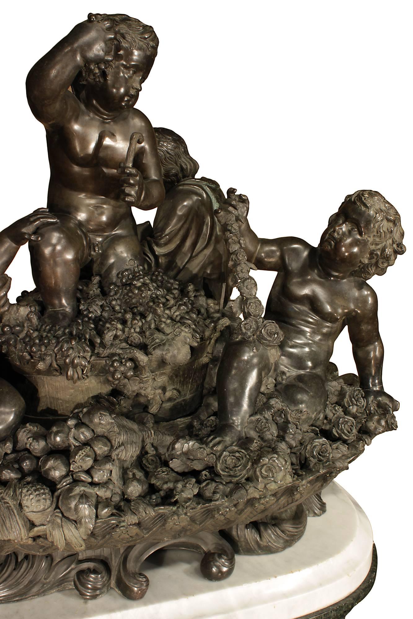 French 19th Century Patinated Bronze of the Four Seasons on a Marble Pedestal 3