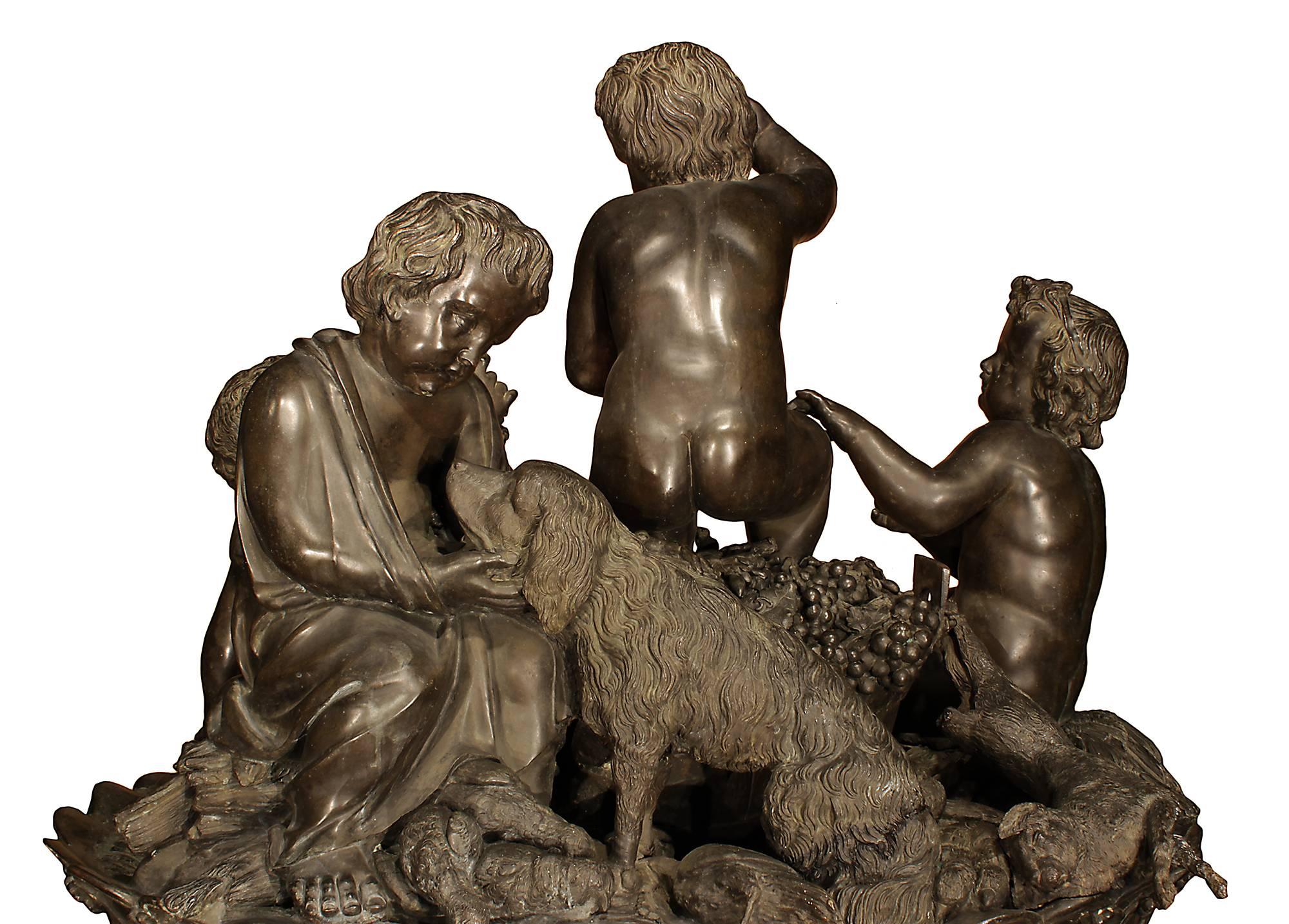 French 19th Century Patinated Bronze of the Four Seasons on a Marble Pedestal 6