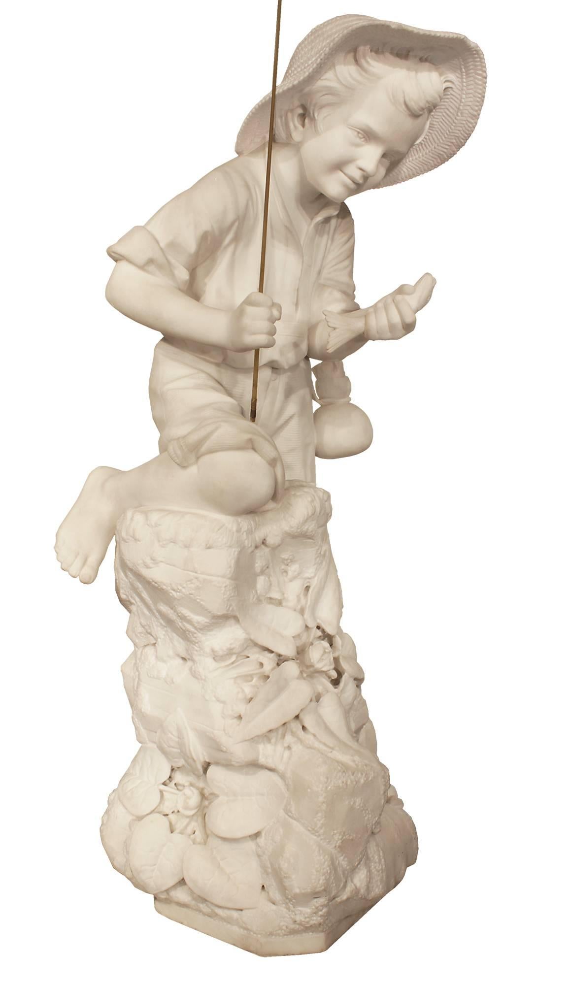 Italian 19th Century Carrara Marble Statue Signed P Bazzanti, Florence, 1888 1