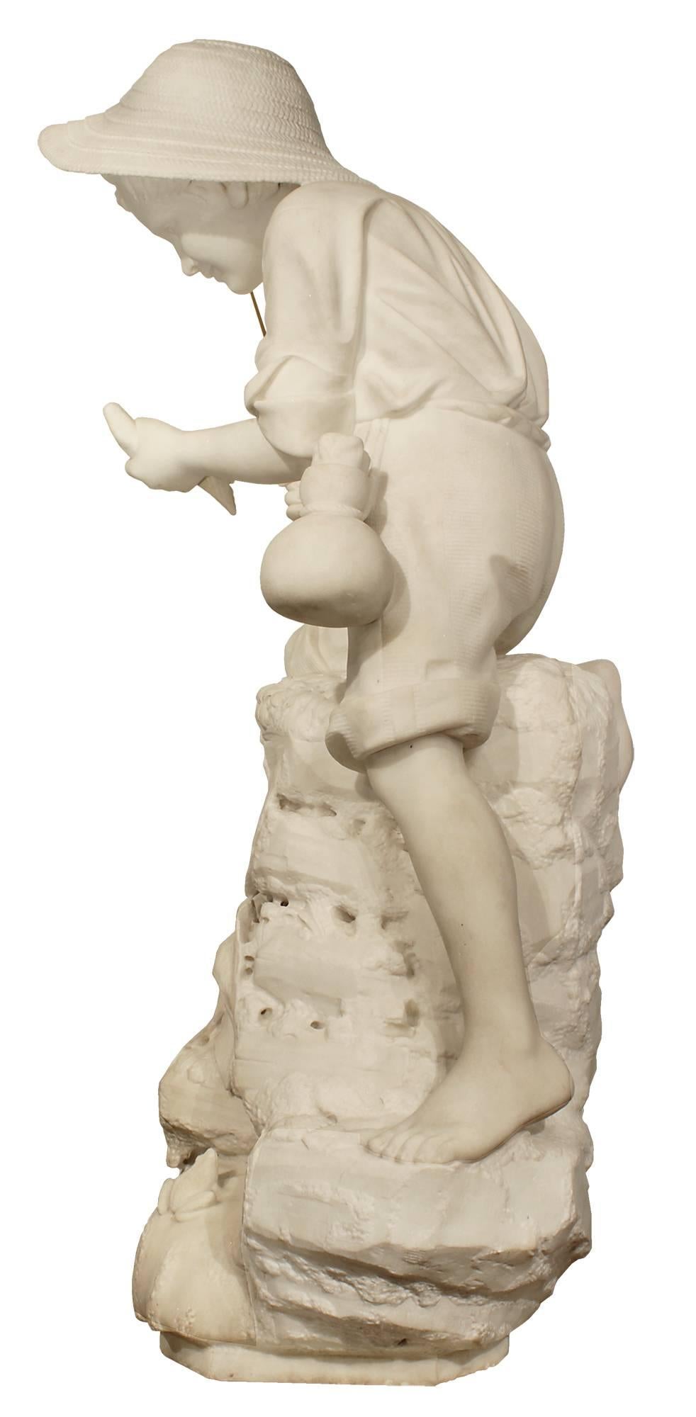 Italian 19th Century Carrara Marble Statue Signed P Bazzanti, Florence, 1888 In Excellent Condition In West Palm Beach, FL