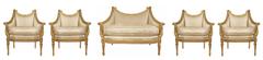 French 19th Century Louis XVI Style Marquise Giltwood Armchairs and Settee
