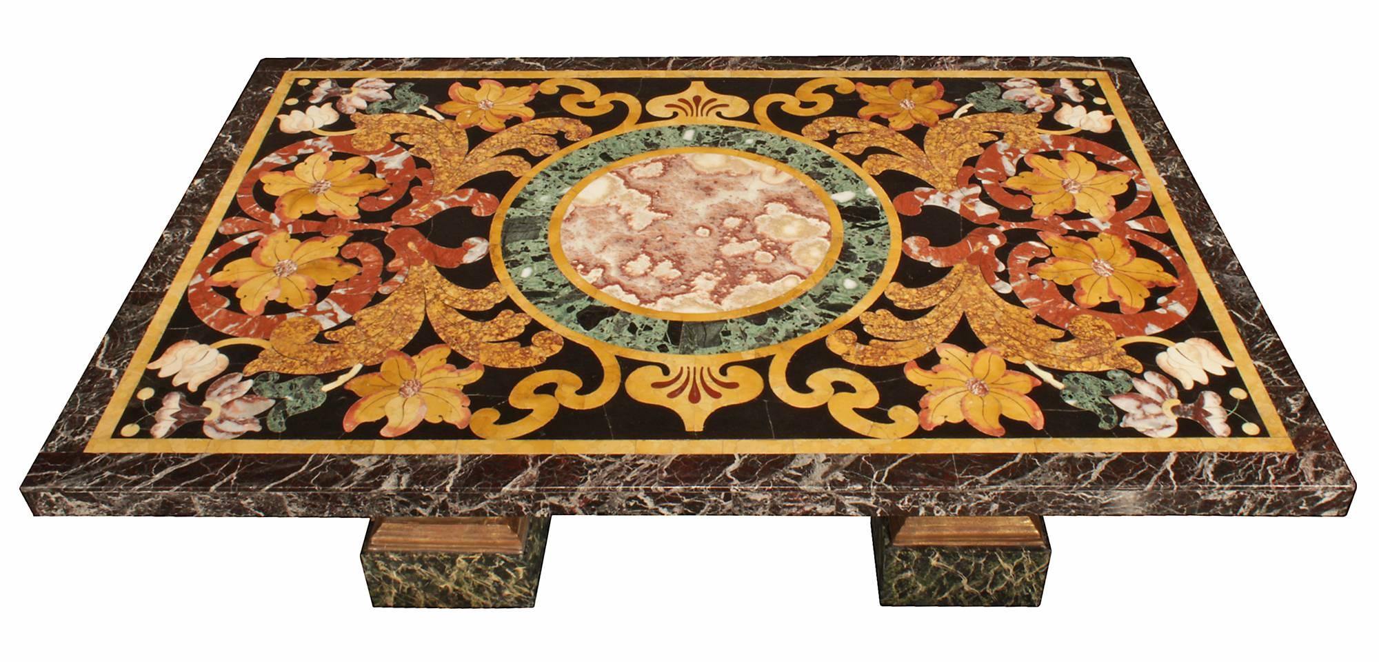 Italian 19th Century Pietra Dura Marble Plateau on an 18th Century Base 1